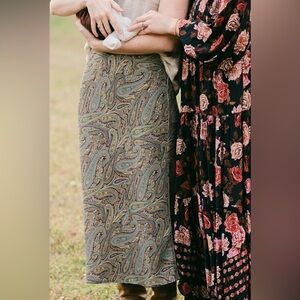 Ann Mashburn Paisley Print Midi Skirt